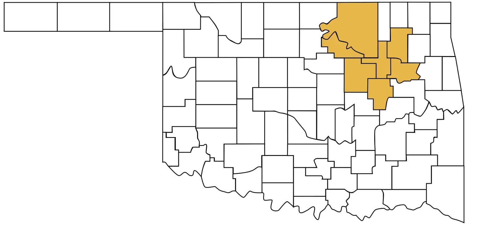 Map of the Tulsa metro cities served by Foursquare Flooring in northeastern Oklahoma